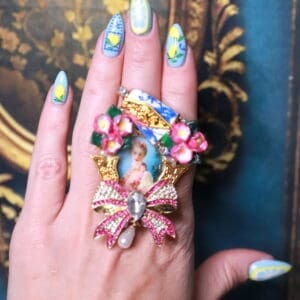 439 Victorian Marie Antoinette Bow Adjustable Cocktail Ring