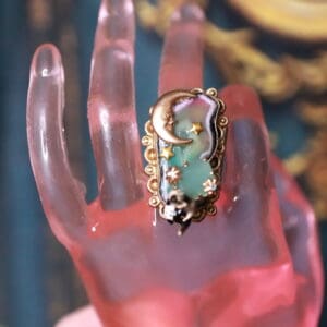 461 Genuine Gemstone Kissing Couple Cocktail Ring