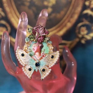 462 Young Marie Antoinette Cameo Butterfly Cocktail Ring
