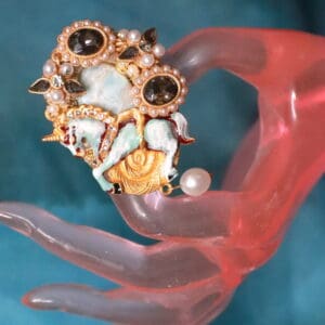 468 Genuine Caribbean Larimar Unicorn Cocktail Adjustable Ring