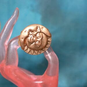 463 Massive Sun/ Moon Gold tone Cocktail Adjustable Ring