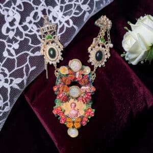 436 Victorian Young Marie Antoinette Butterflies Statement Necklace
