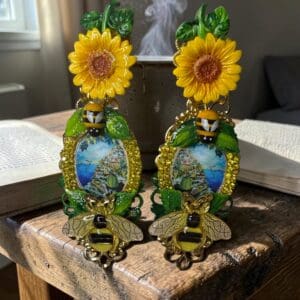 465 Taormina Sunflower Lemon Fruit Bee Earrings Studs