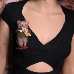 512 Woven 3D Effect Adorable Mouse Brooch Pin