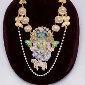 SOLD! 488 Marie Antoinette Crown Cameo Statement Necklace