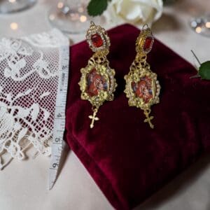 499 Virgin Mary Icon Red Studs Earrings