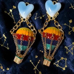 519 Enamel Happy Balloon Heart Earrings Studs