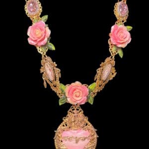 SOLD! 527 Sacred Heart Roses Stunning Statement Necklace