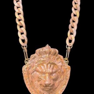 529 Baroque Unisex Huge Lion Head Chained Statement Necklace