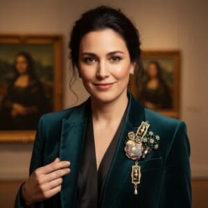 551 Mona Lisa Assymeteical Cameos Gallery Brooch