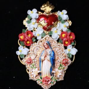 563 Virgin Mary 3D Effect Sacred Heart Brooch Pin