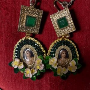 553 Roman Cameo Long Statement Earrings Studs