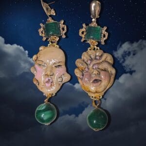 559 Art Deco Irregular Unusual Faces Earrings Studs